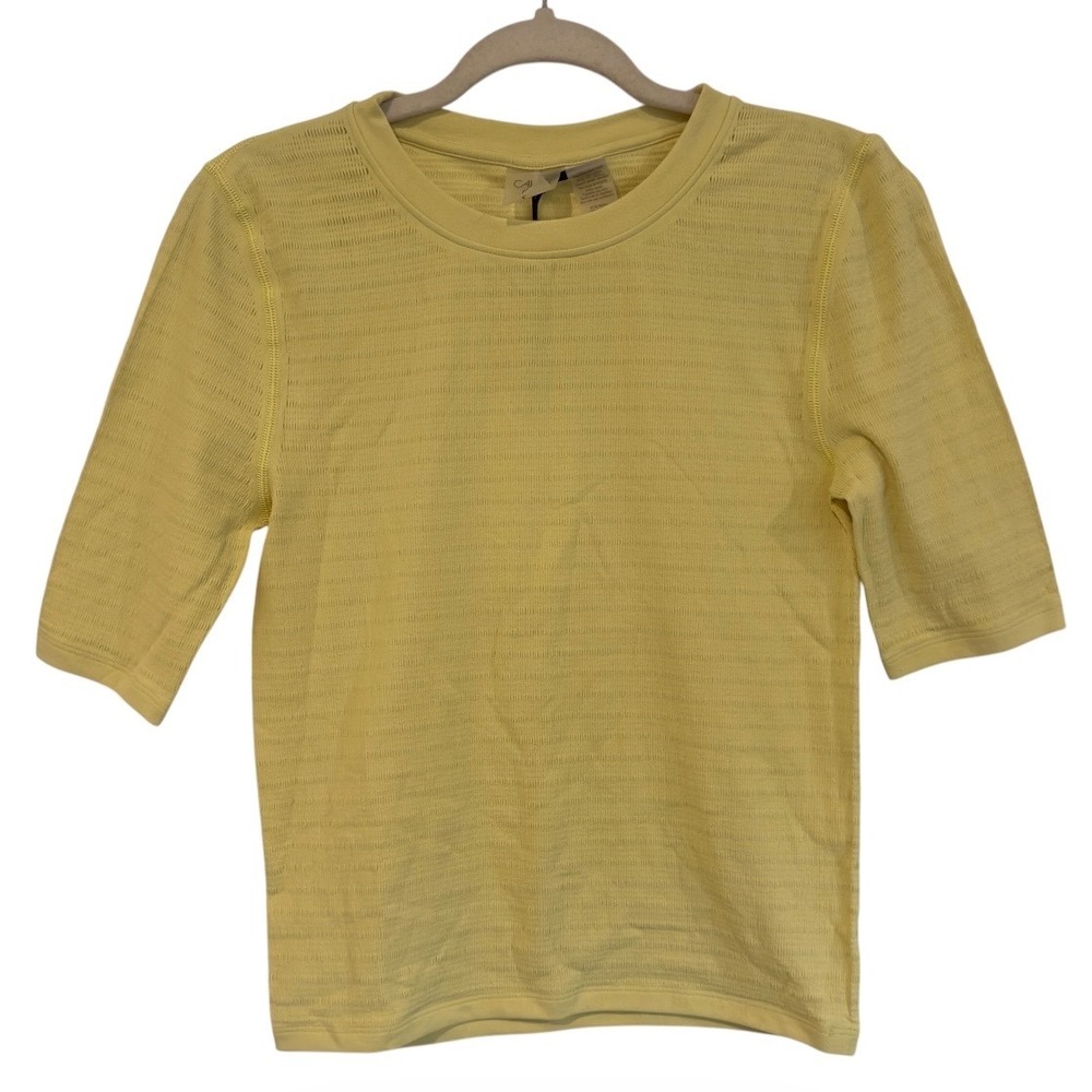 Calia Womens Focus Seamless Crop Tee Fresh Hay Yellow WAX15125 Size L NWT